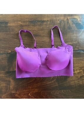 Maidenform wire free bra with removable padded cups adjustable straps‎ purple sm